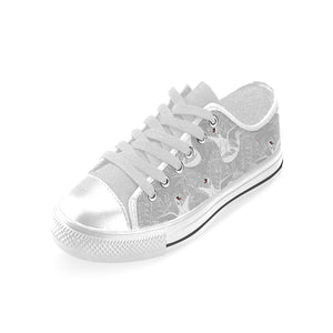 white swan gray background Men's Low Top Shoes White