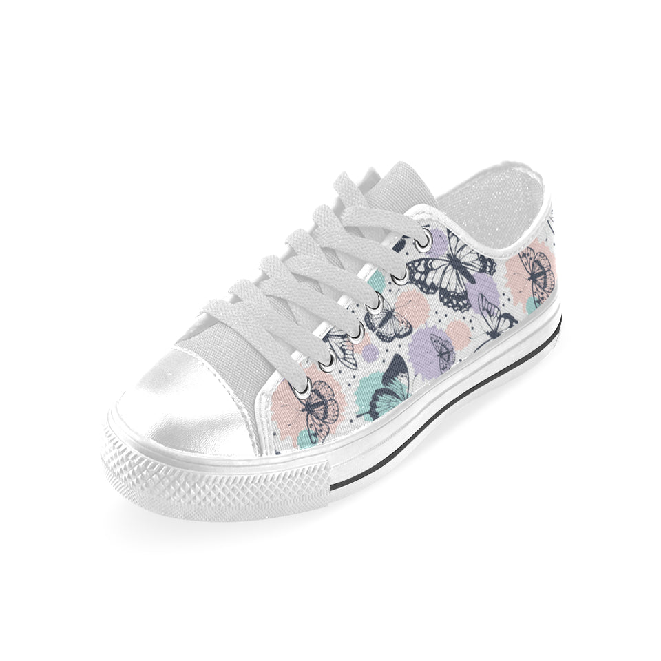 Butterfly pattern Men's Low Top Shoes White