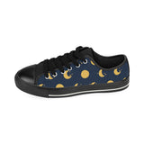 Moon star pattern Men's Low Top Canvas Shoes Black