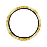 Saxophone cornet pattern yellow background Car Steering Wheel Cover