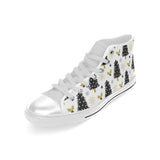 Christmas tree holly snow star pattern Men's High Top Canvas Shoes White