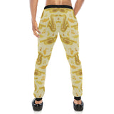 Saxophone cornet pattern yellow background Unisex Casual Sweatpants