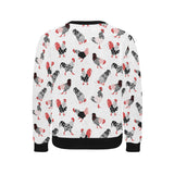 Cool rooster chicken cock floral ornament backgrou Men's Crew Neck Sweatshirt