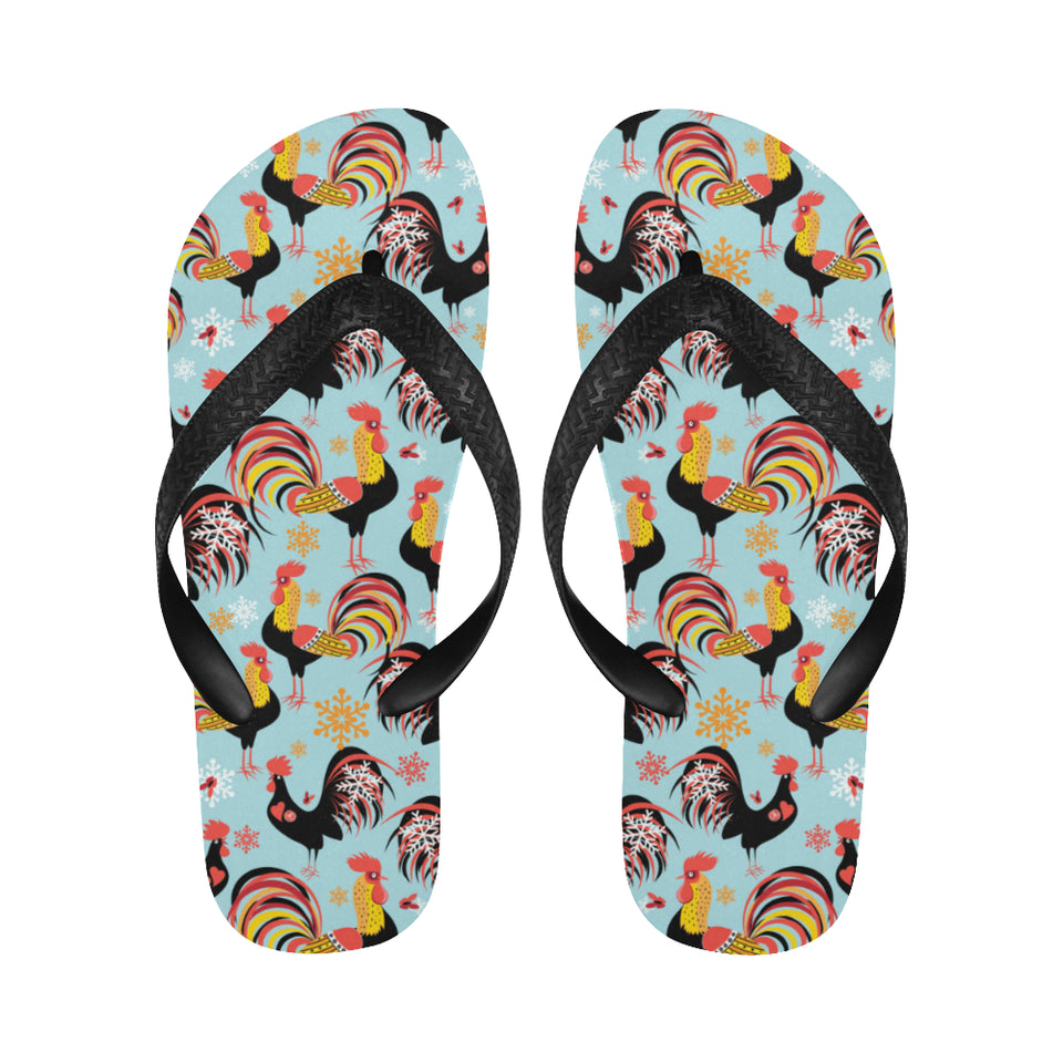 Rooster chicken cock snowfalke Unisex Flip Flops