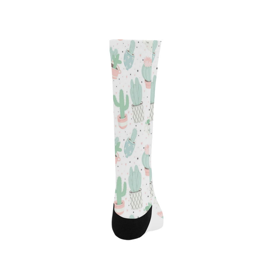 Pastel color cactus pattern Crew Socks