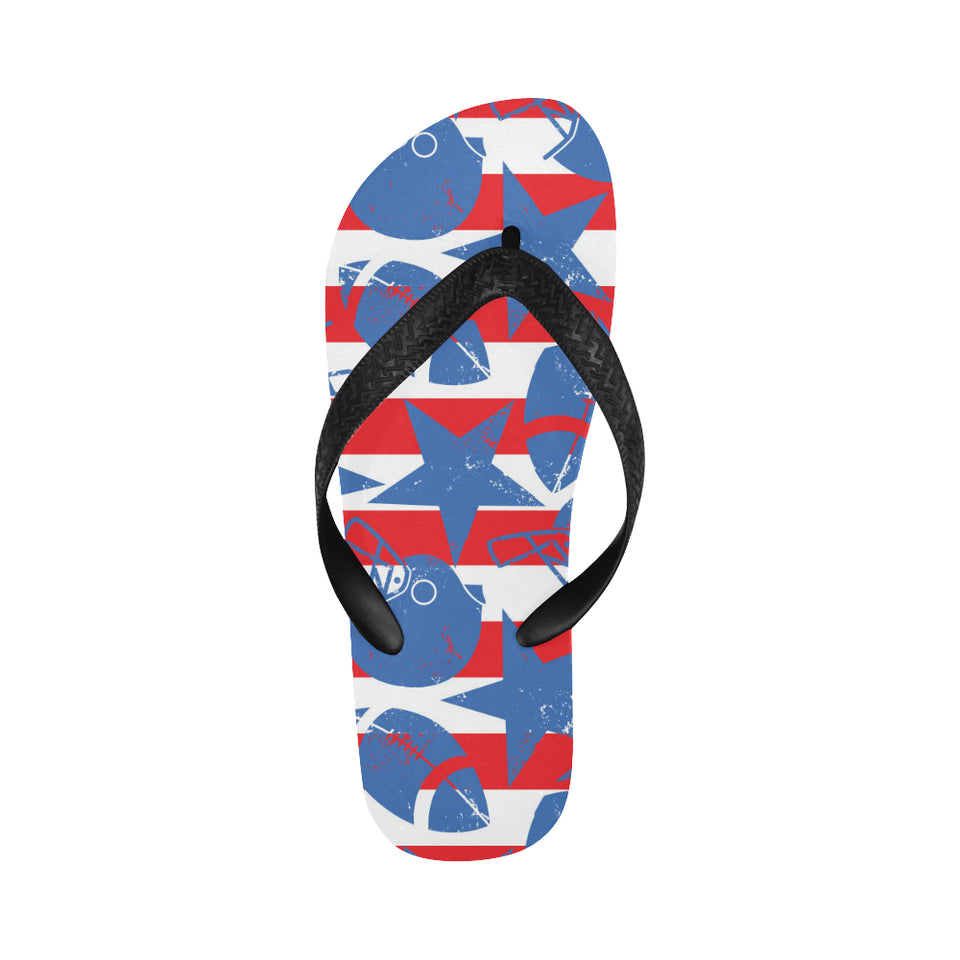 American football ball star stripes pattern Unisex Flip Flops