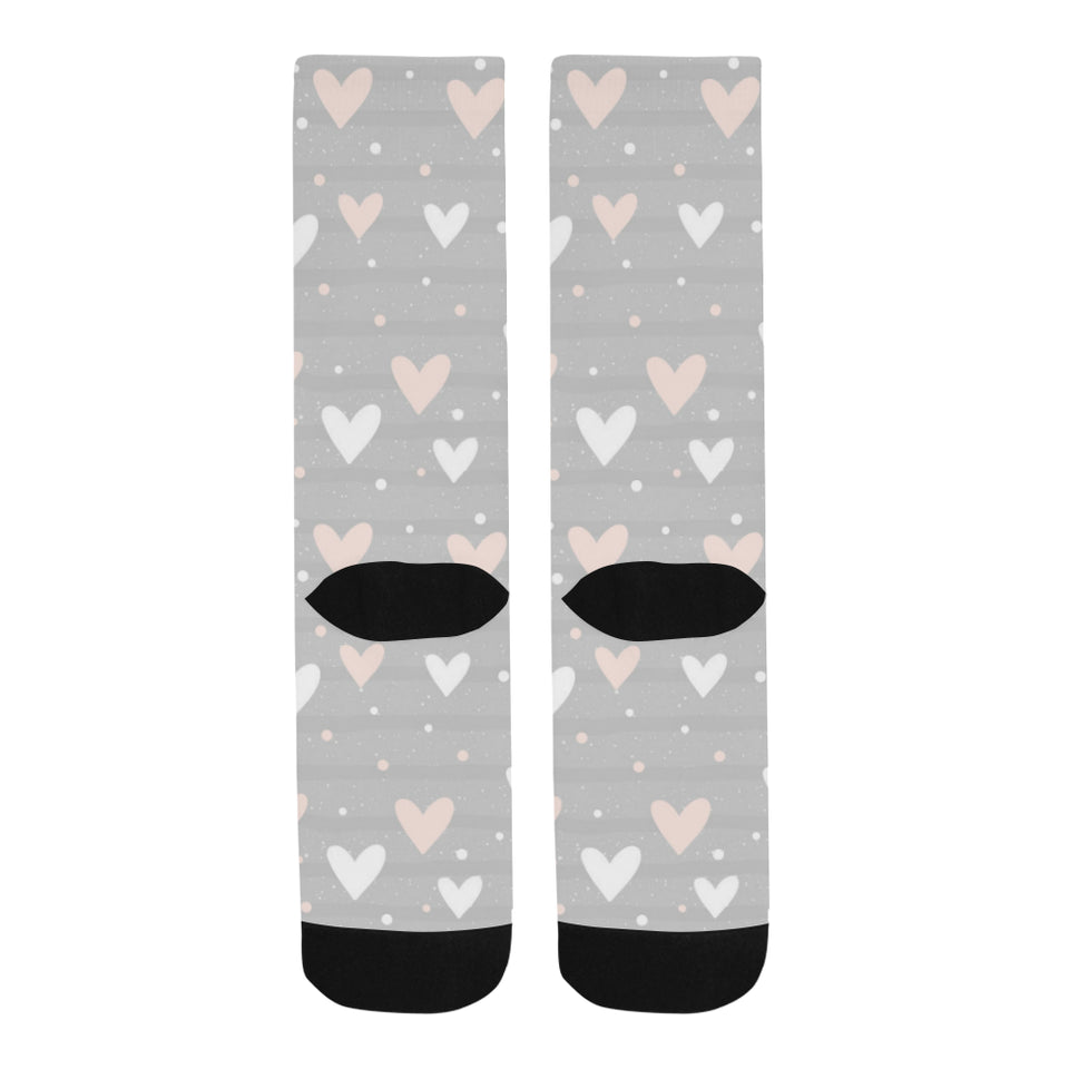 Heart pattern gray background Crew Socks