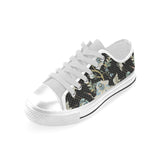 Japanese crane ornament elements Men's Low Top Canvas Shoes White