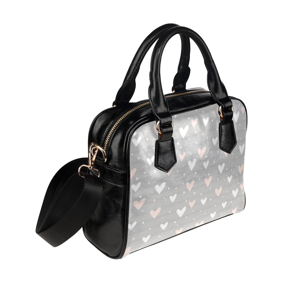 Heart pattern gray background Shoulder Handbag