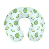 Durian pattern blue background U-Shaped Travel Neck Pillow