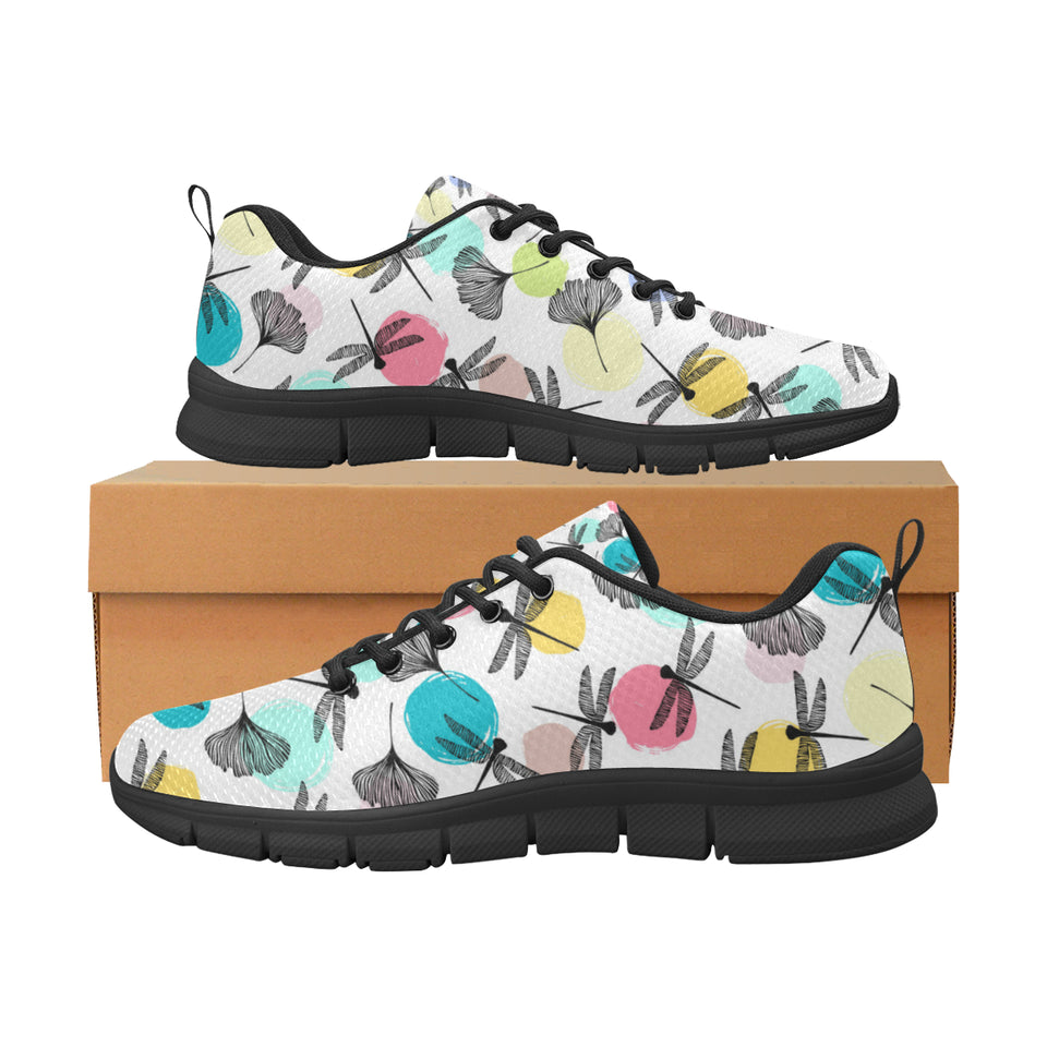 Dragonflies ginkgo leaves pattern Women's Sneaker Shoes