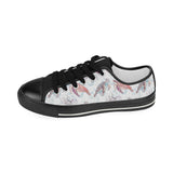 Watercolor sea turtle jellyfish pattern Women's Low Top Canvas Shoes Black