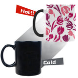 pink sketch tulip pattern Morphing Mug Heat Changing Mug