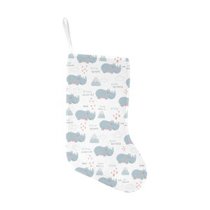 cute rhino heart pattern Christmas Stocking