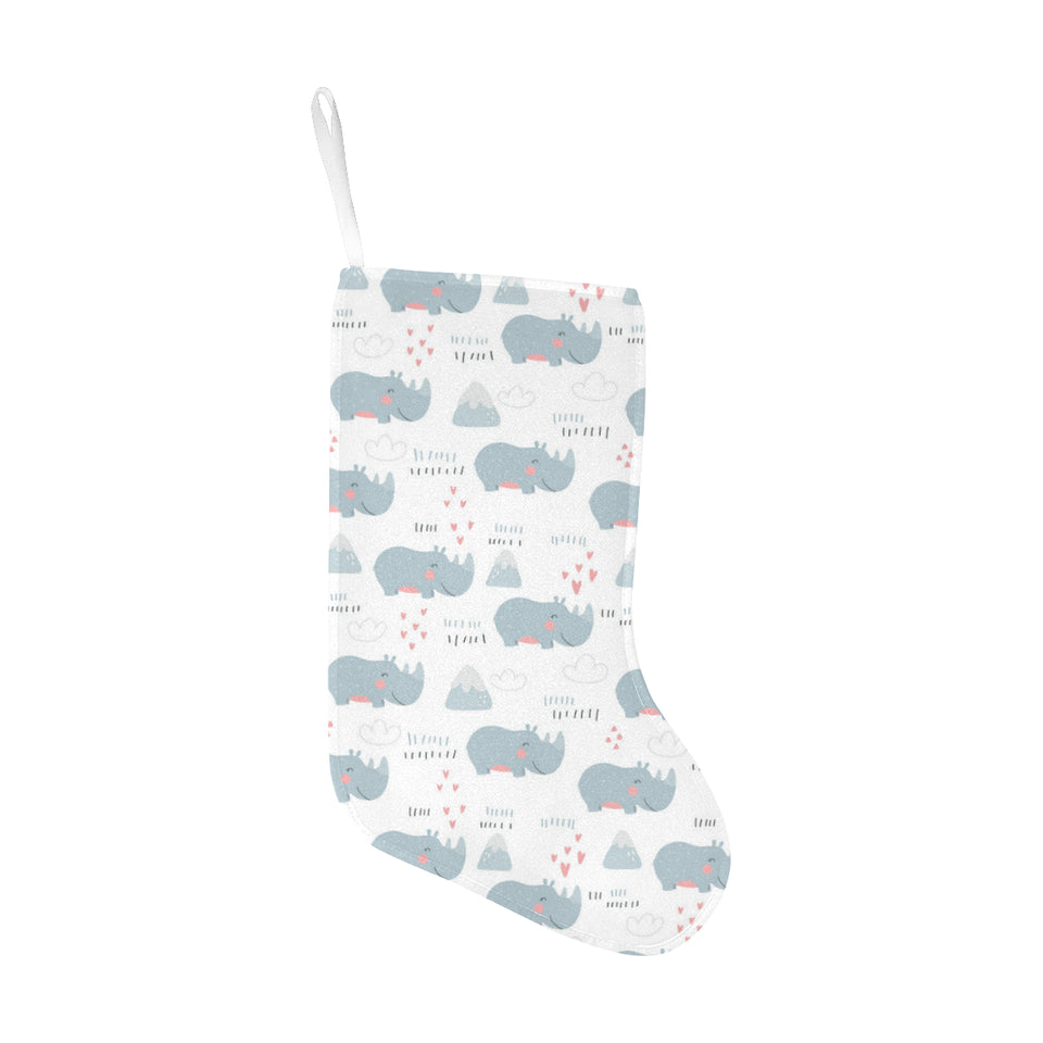 cute rhino heart pattern Christmas Stocking