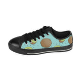 Kiwi blue background Men's Low Top Canvas Shoes Black
