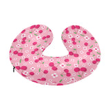 cherry flower pattern pink background U-Shaped Travel Neck Pillow