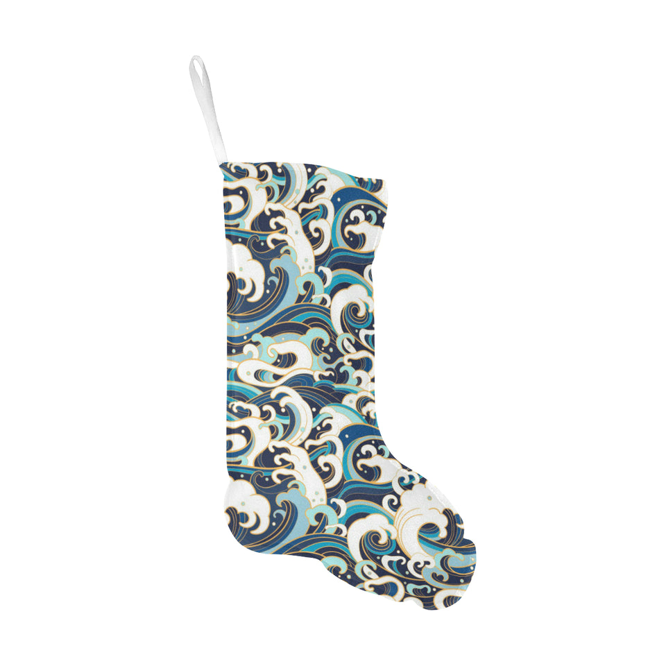 Japanese wave pattern Christmas Stocking