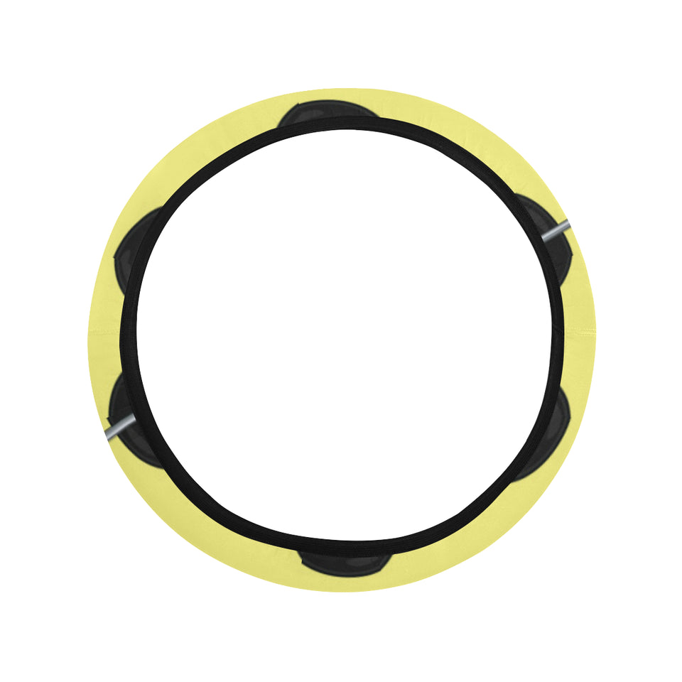 Cute ninja yellow background Car Steering Wheel Cover