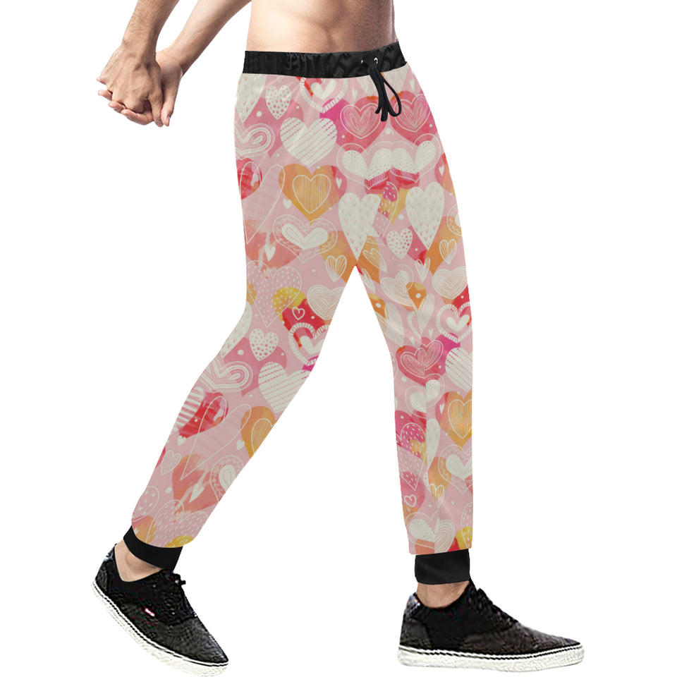 Hand drawn heart design pattern Unisex Casual Sweatpants