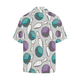 Bowling ball and pin gray background Men's All Over Print Hawaiian Shirt