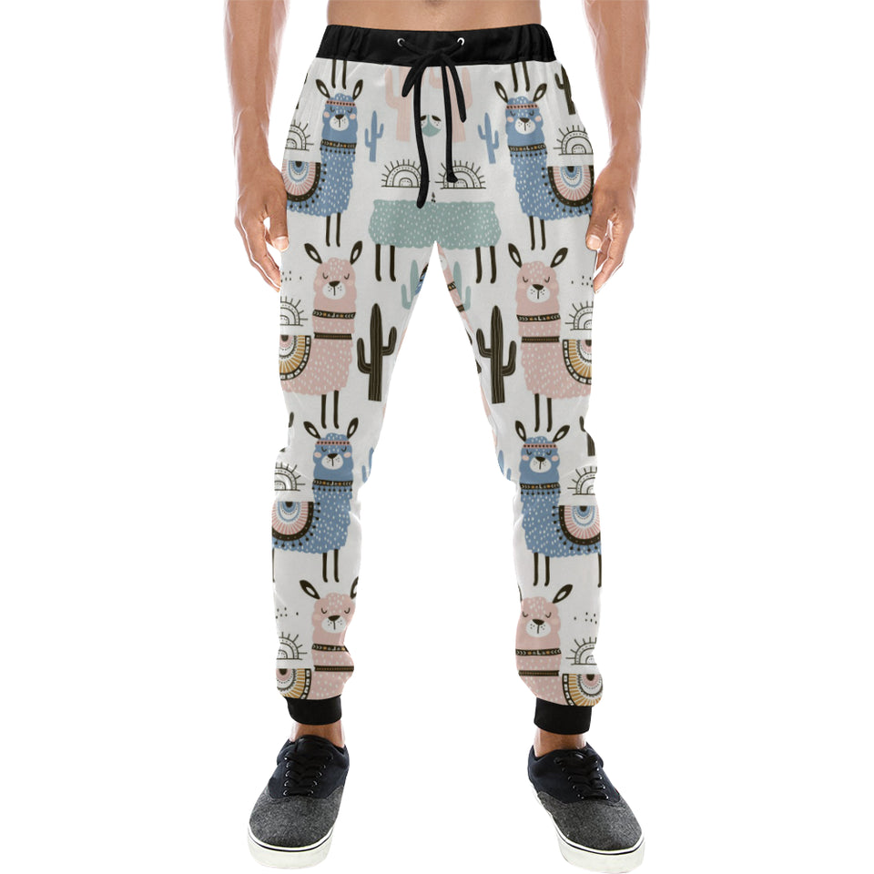 lama Alpaca cactus hand drawn pattern Unisex Casual Sweatpants