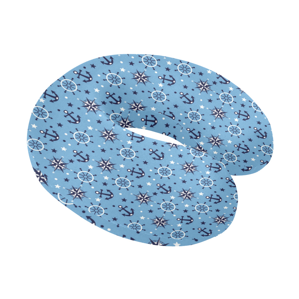 Anchors rudder compass star nautical pattern U-Shaped Travel Neck Pillow