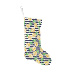 Pineapples pattern striped background Christmas Stocking