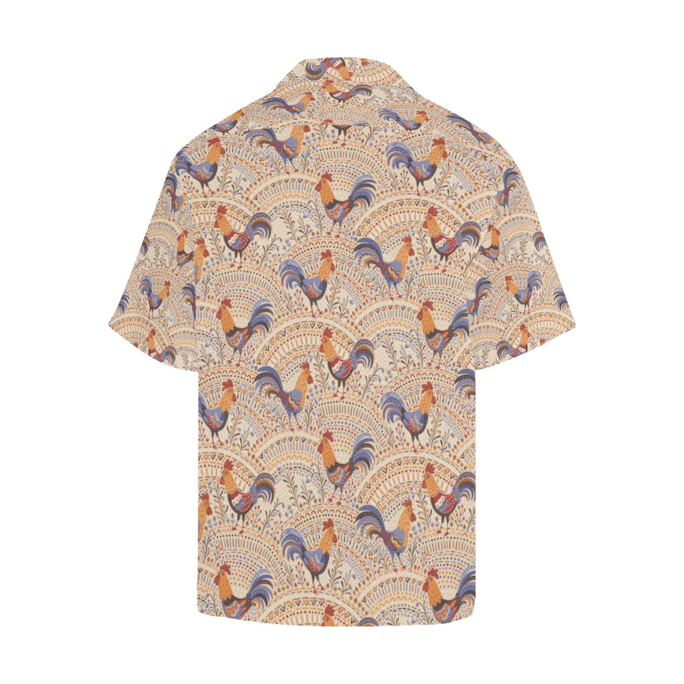 Cute rooster chicken cock floral ornament backgrou Men's All Over Print Hawaiian Shirt
