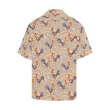 Cute rooster chicken cock floral ornament backgrou Men's All Over Print Hawaiian Shirt