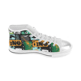 dinosaurs print pattern Women's High Top Canvas Shoes White