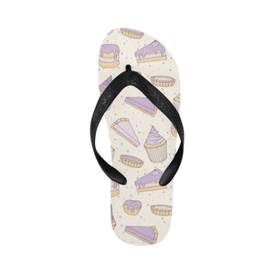 Cakes pies tarts muffins and eclairs purple bluebe Unisex Flip Flops