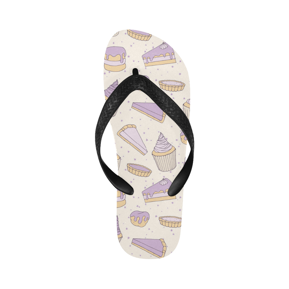 Cakes pies tarts muffins and eclairs purple bluebe Unisex Flip Flops