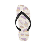 Cakes pies tarts muffins and eclairs purple bluebe Unisex Flip Flops