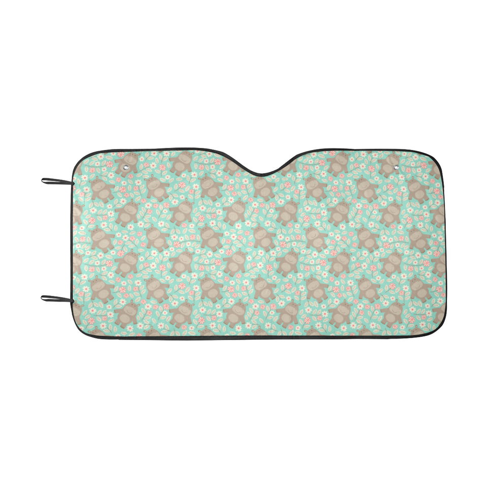 Hippopotamus Pattern Print Design 02 Car Sun Shade