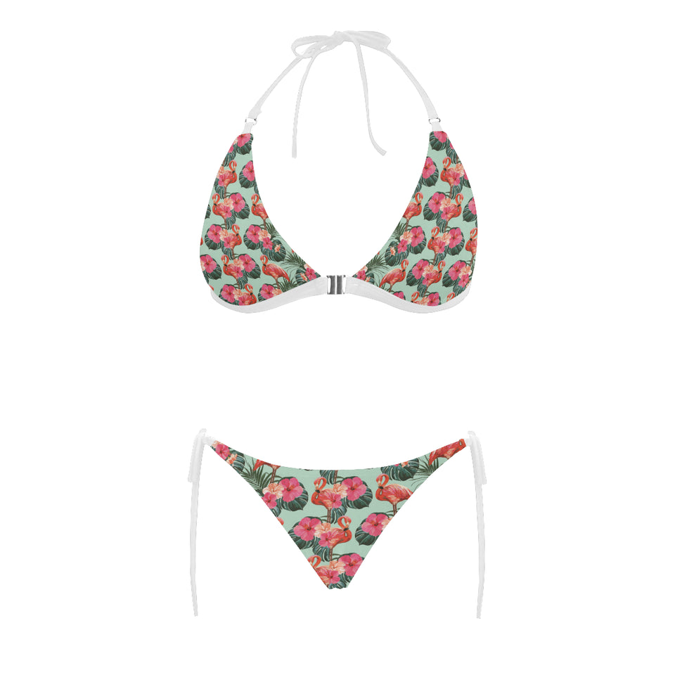 Beautiful flamingo tropical palm leaves hibiscus p Sexy Bikinis Two-Piece Swimsuits