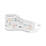 Cute cartoon dinosaurs tree pattern Men's High Top Canvas Shoes White