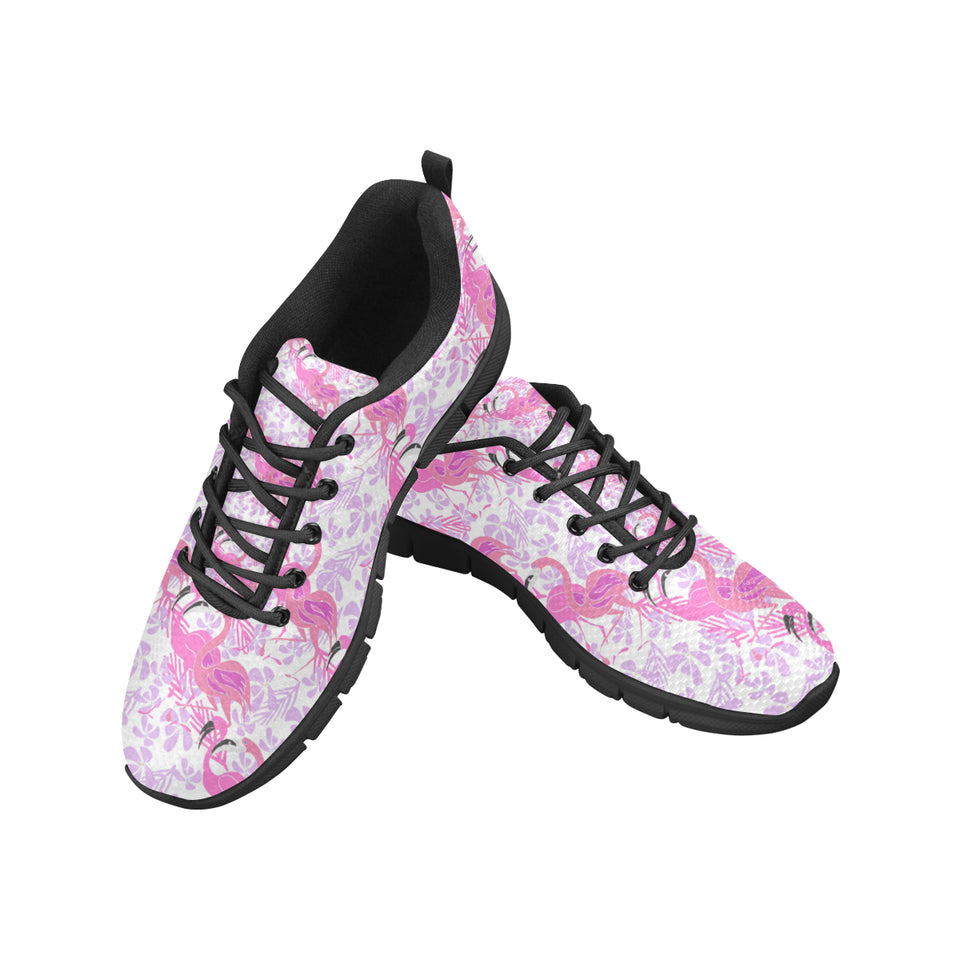 Pink flamingo flower pattern Women's Sneaker Shoes