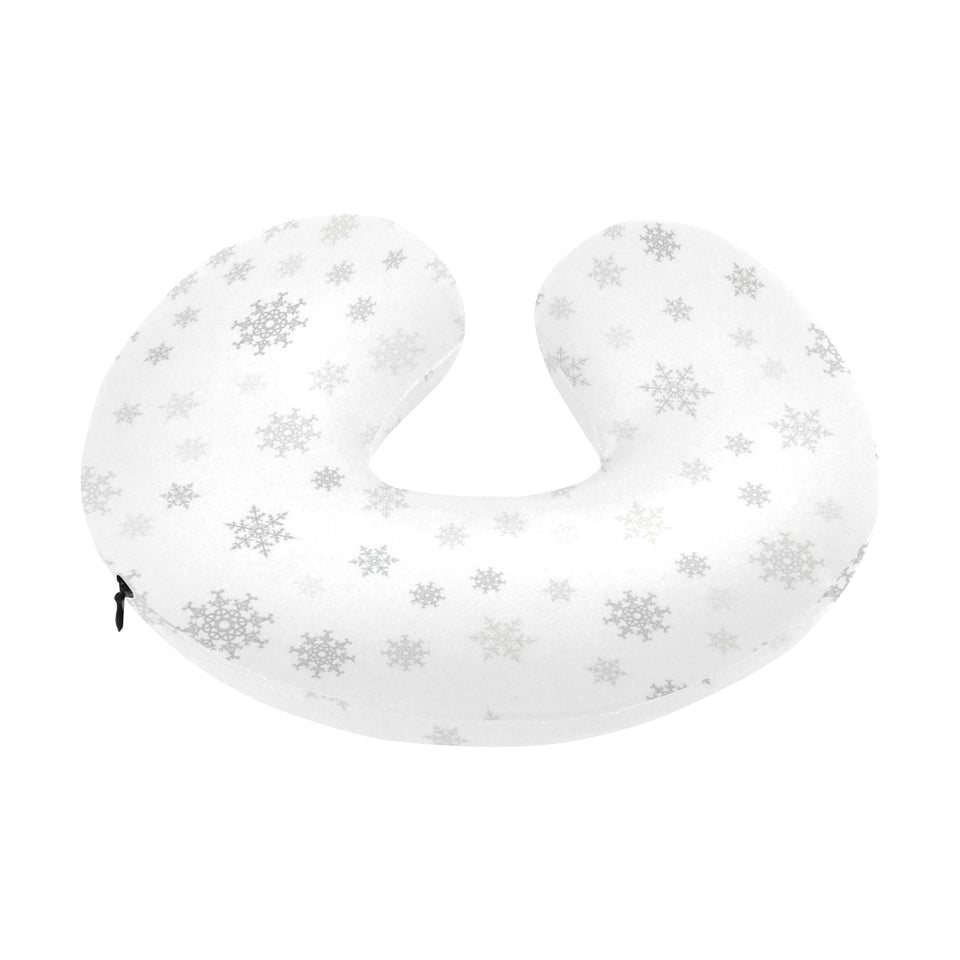 Snowflake pattern white background U-Shaped Travel Neck Pillow