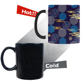 Blue japanese pattern cloud wave flower Morphing Mug Heat Changing Mug