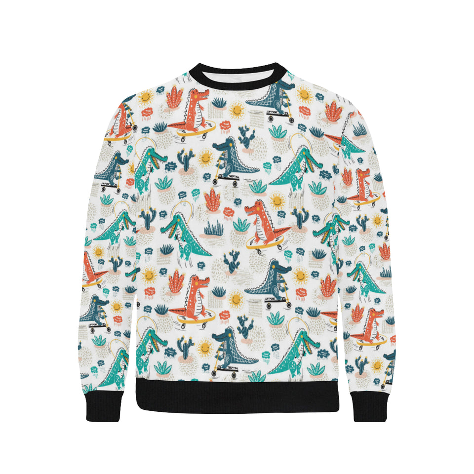 Cute Crocodile Pattern Men's Crew Neck Sweatshirt
