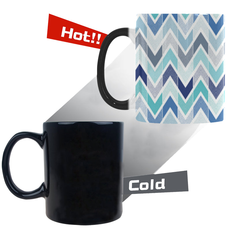 zigzag  chevron blue pattern Morphing Mug Heat Changing Mug