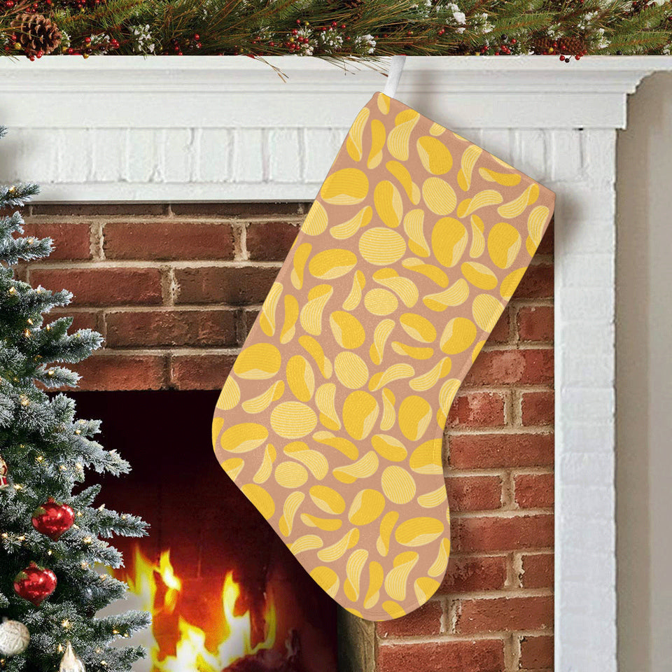 Potato Chips Pattern Print Design 01 Christmas Stocking