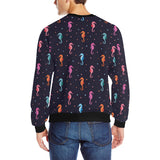 Watercolor colorful seahorse pattern Men's Crew Neck Sweatshirt