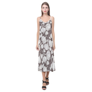 Garlic bulb dark background V-Neck Open Fork Long Dress