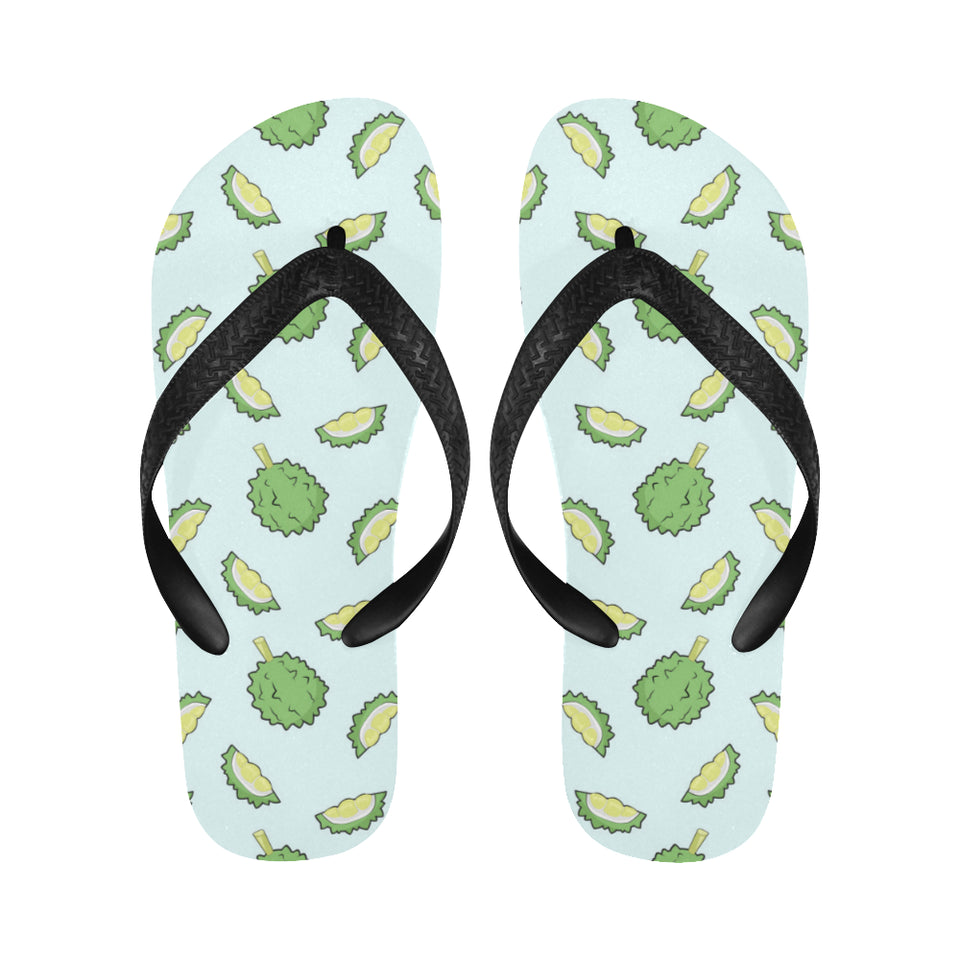 Durian pattern blue background Unisex Flip Flops