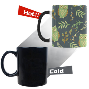 Cute owls leaves pattern Morphing Mug Heat Changing Mug