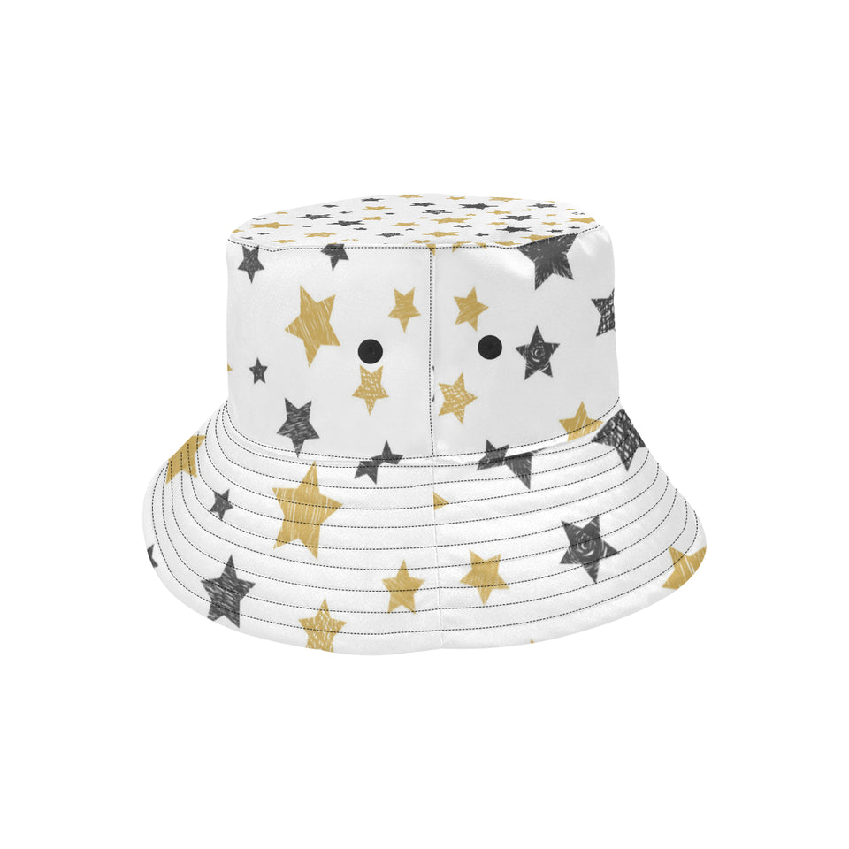 hand drawn gold black star pattern Unisex Bucket Hat