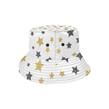 hand drawn gold black star pattern Unisex Bucket Hat