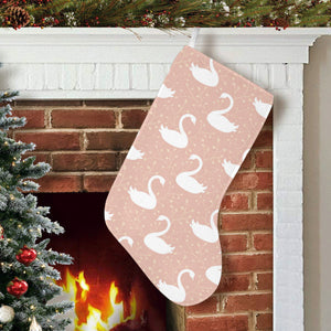 Swan flower light pink background Christmas Stocking